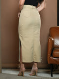 Saia Jeans Longa Bege Com Abertura Lateral Anagrom Ref.262
