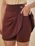Saia Fitness Modesta com Short Por Baixo Marrom Anagrom REF.8027