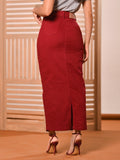 Saia Brim Longa Vermelho Vinho Com Abertura na Frente Anagrom Ref.259