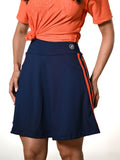 Saia Fitness Modesta com Short Por Baixo Azul Listras Laranja Anagrom REF.8022