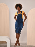 Jardineira Jeans Midi Feminina Azul Marinho Anagrom Ref.4050
