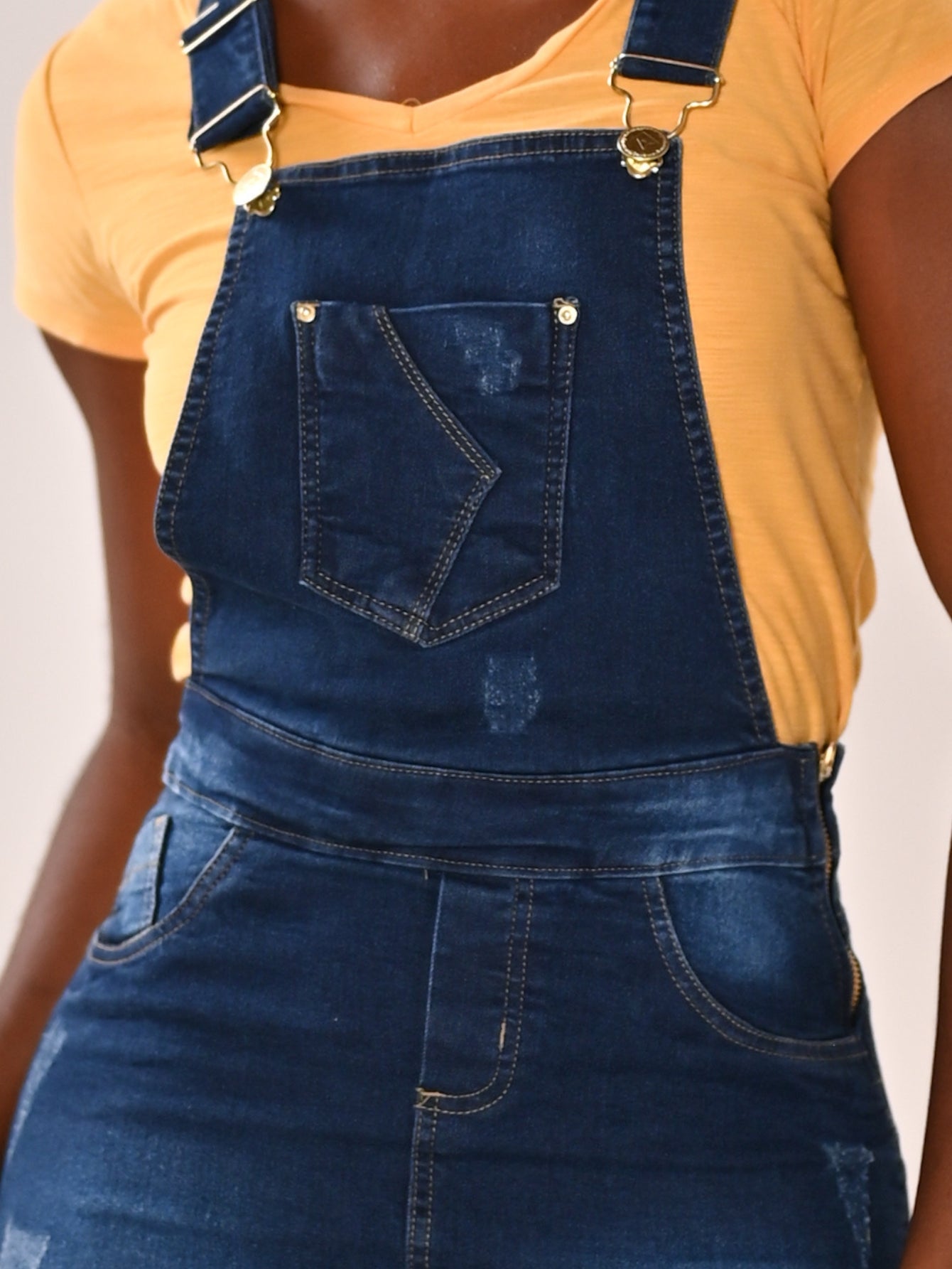 Jardineira Jeans Midi Feminina Azul Marinho Anagrom Ref.4050