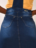 Jardineira Jeans Midi Feminina Azul Marinho Anagrom Ref.4050