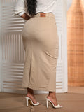 Saia Brim Longa Bege Com Abertura na Frente Anagrom Ref.240