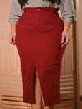 Saia Brim Longa Vermelho Vinho Com Abertura na Frente Anagrom Ref.259