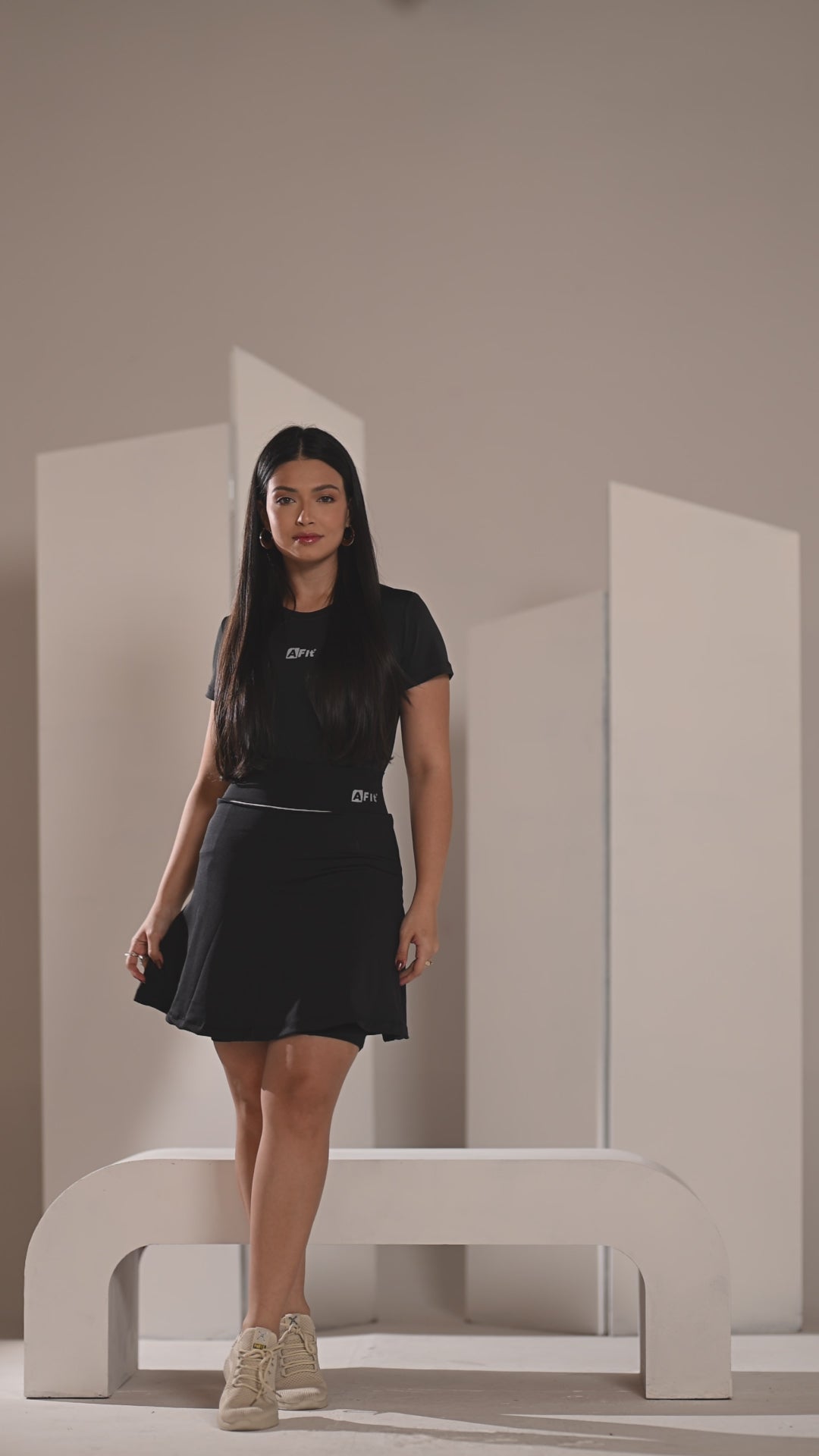 Saia Fitness Modesta com Short Por Baixo Preta Anagrom REF.8020