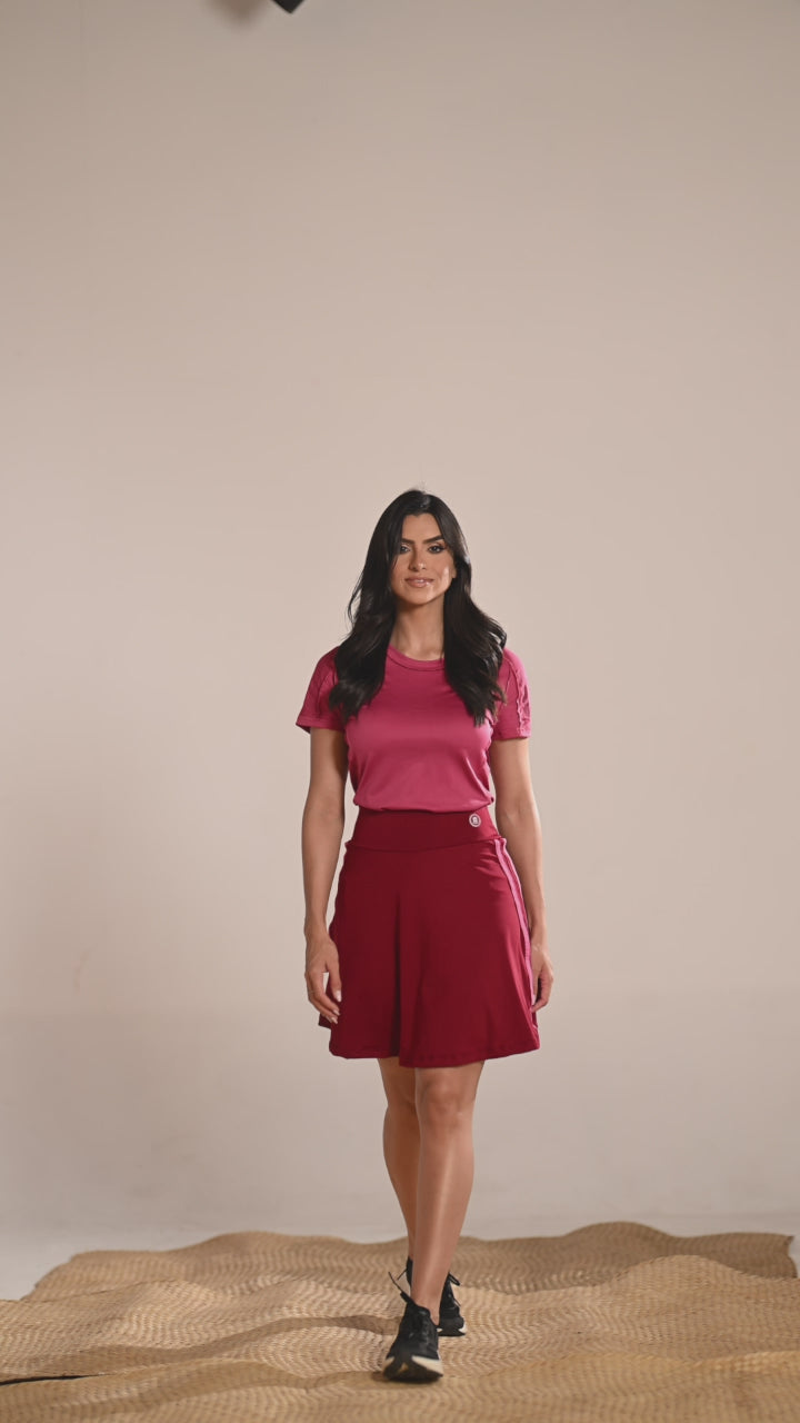 Saia Fitness Modesta com Short Por Baixo Vinho Bordô Anagrom REF.8023